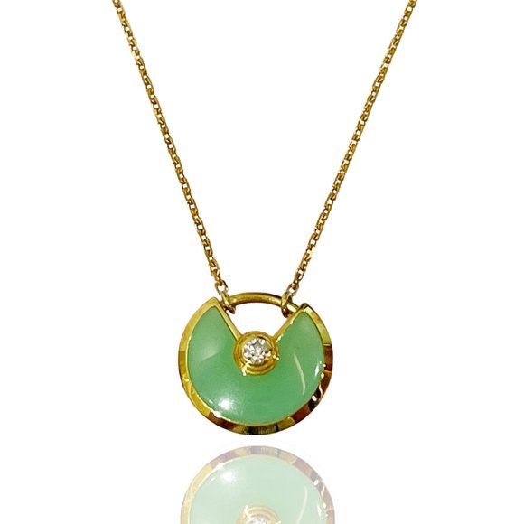 CARTIER Jewelry - CARTIER K18YG Diamond Necklace Amulet XS de Cartier Chrysoprase Women's 20485519